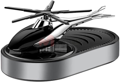 Helicopter Solar Powered Rotating Fan With Air Freshener Refill Silver