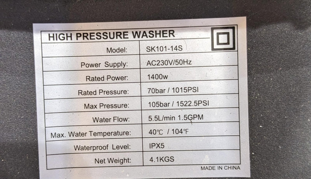 High Quality Professional Pressure Washer 105Bar/1522.5Ps1