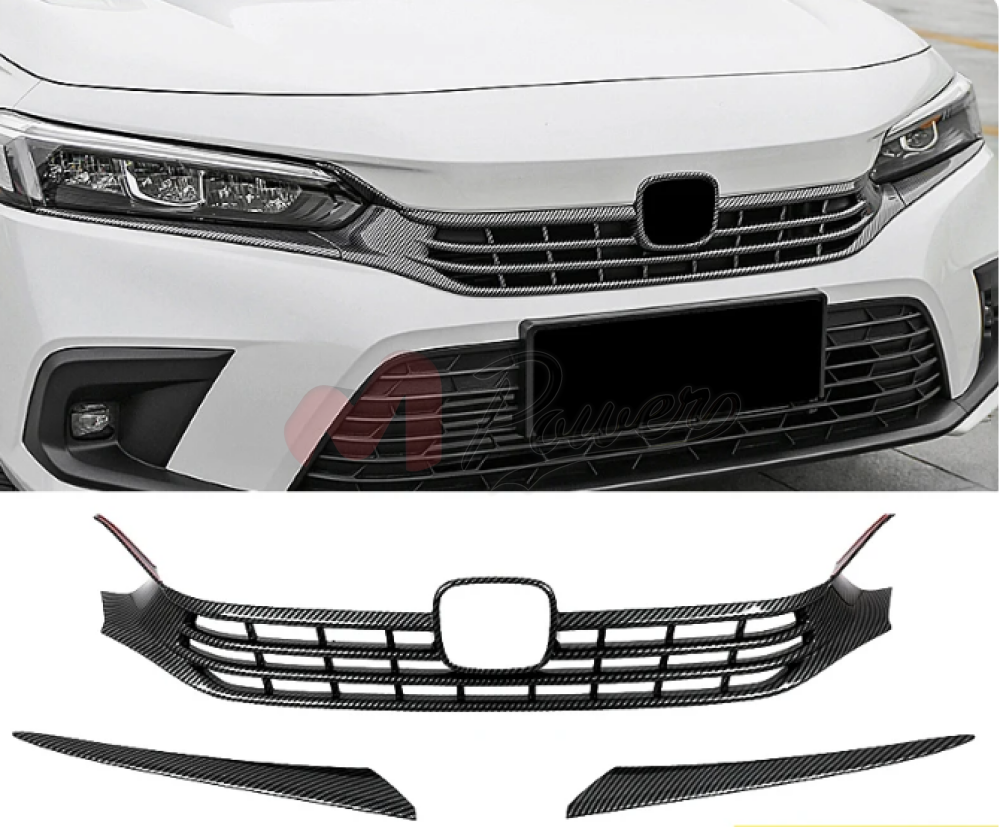 Honda Civic 2022 11Th Gen Sedan Carbon Fiber Grill Cover Trims