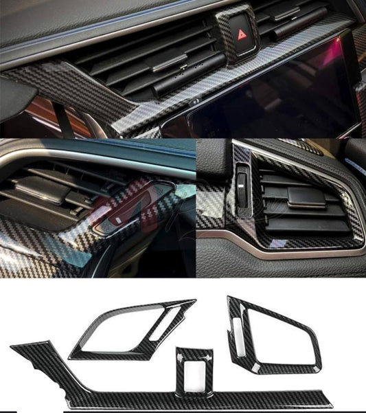 Honda Civic Dashboard Air Vent Outlet Cover Carbon Trim 2017-2022