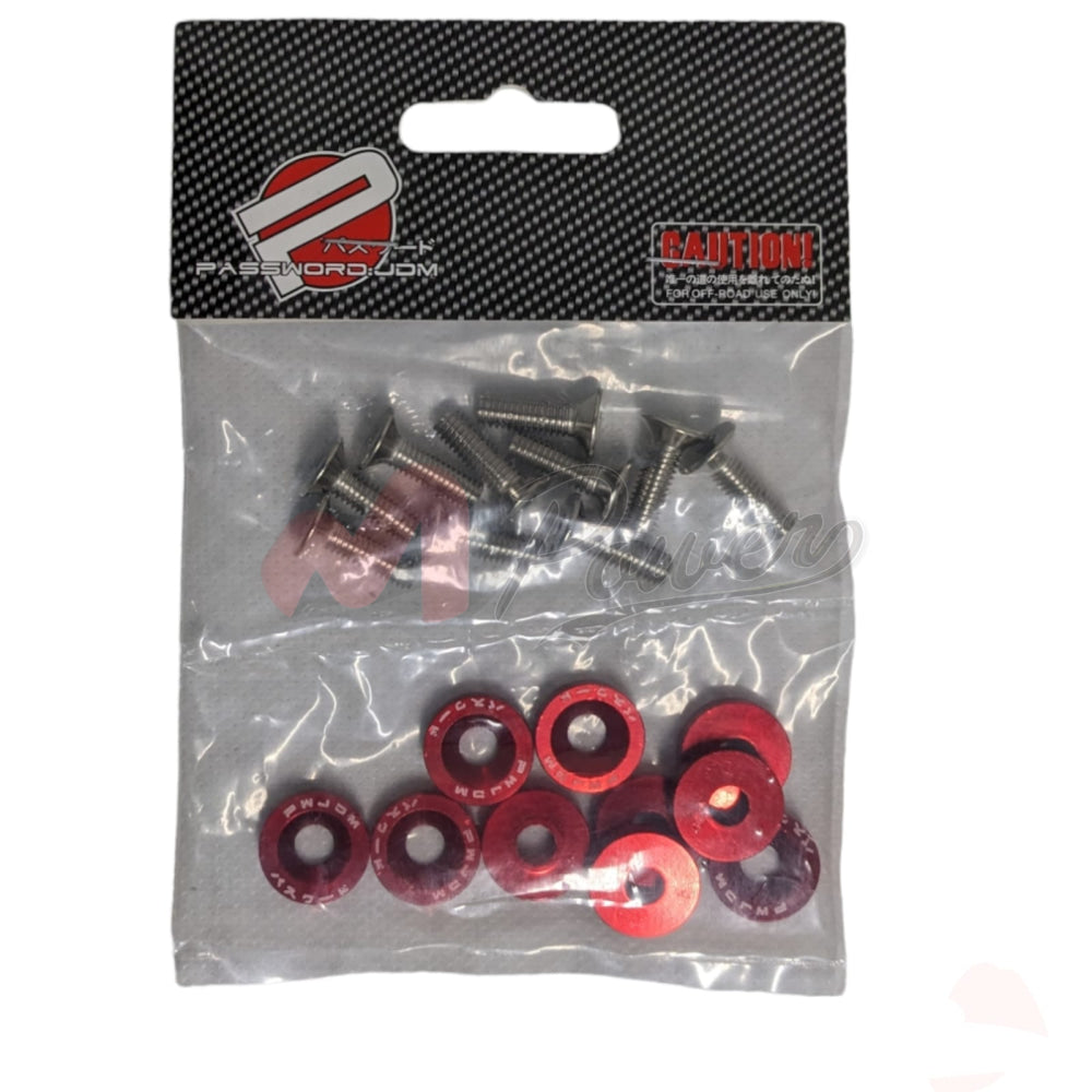 Jdm Aluminum Fender Washer With Nuts 10Pcs Red