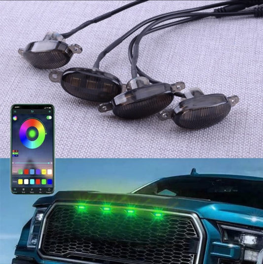 Rgb Color Led Light For Front Grille App Operated 4Pcs/Set