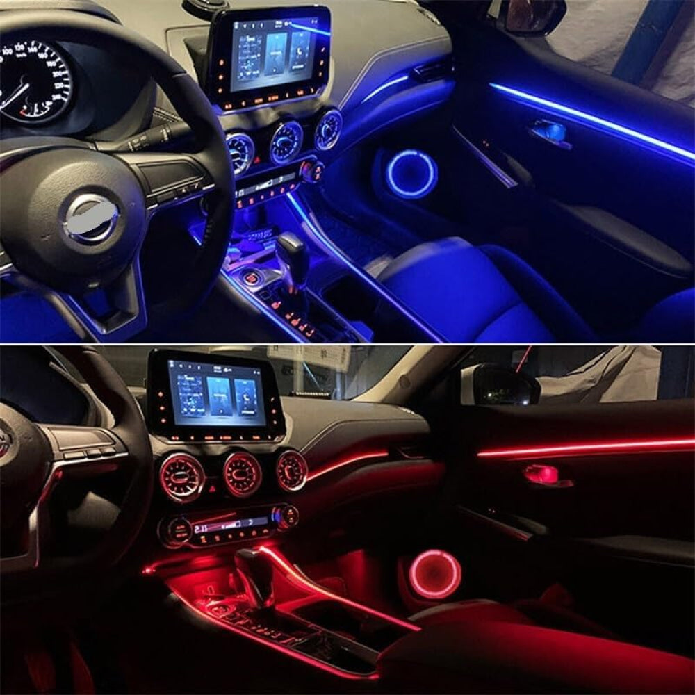 7 Color Streamer Car Music Ambient Light Strip Flexible Rgb App Remote 18 In 1