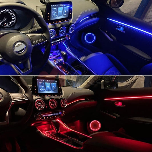 7 Color Streamer Car Music Ambient Light Strip Flexible Rgb App Remote 18 In 1