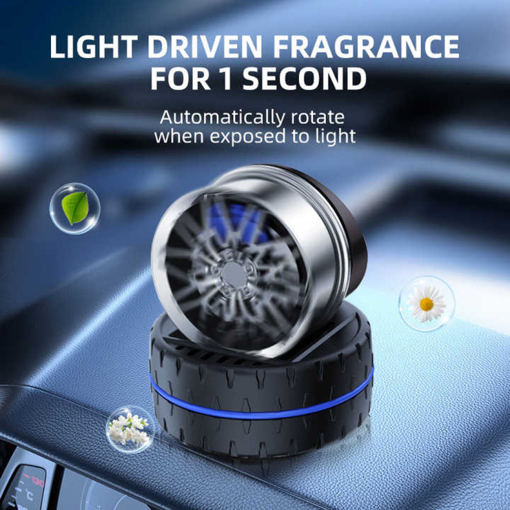 Solar Rotating Wheel Car Aroma With Air Freshener Refill Mix Colors