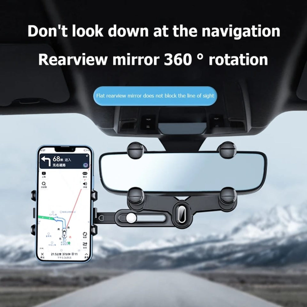 Universal 360 Rotatable Car Phone Holder Rearview Mirror Mount Stand