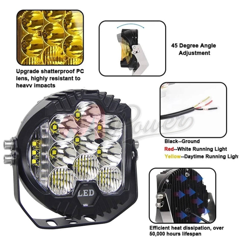 Universal Powerful Led Spot Light For Car Jeep Motorbike 2Pcs